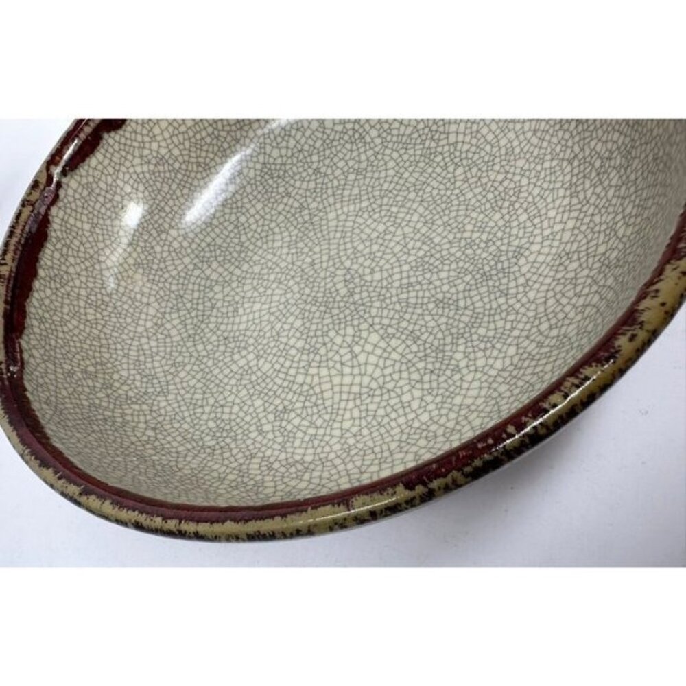 Vintage 1990s PIER 1 IMPORTS CRACKLE COLLECTION 10" Serving Bowl Rust Drip Glaze - Picture 11 of 12